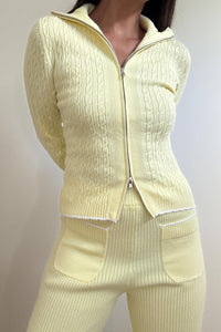 Knit Zip-Up Top Flared Pants Set