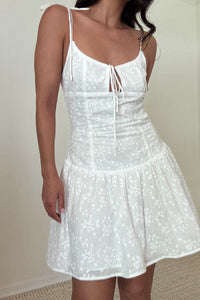 Embroidered Corset Mini Ruffle Dress