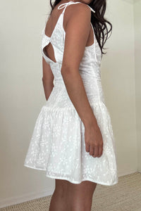 Embroidered Corset Mini Ruffle Dress