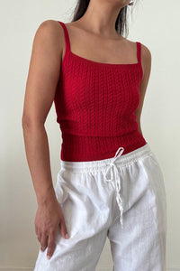 Cable Knit Fitted Spaghetti Strap Tank