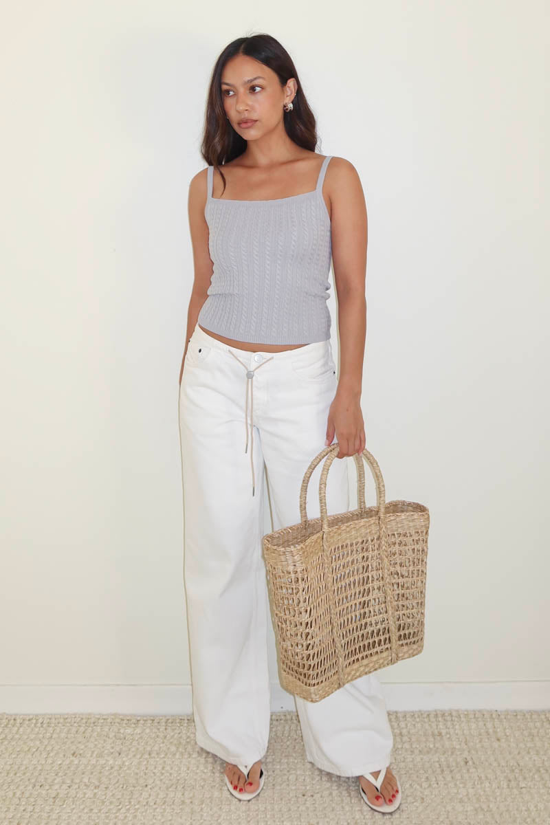 Cable Knit Fitted Spaghetti Strap Tank