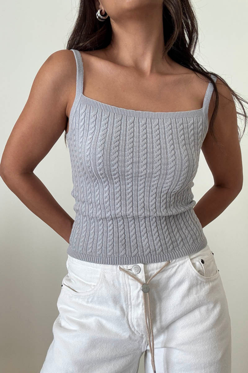 Cable Knit Fitted Spaghetti Strap Tank