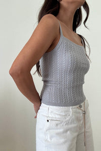 Cable Knit Fitted Spaghetti Strap Tank
