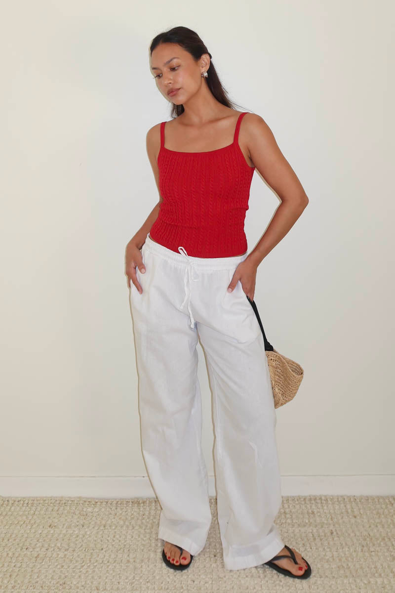 Cable Knit Fitted Spaghetti Strap Tank