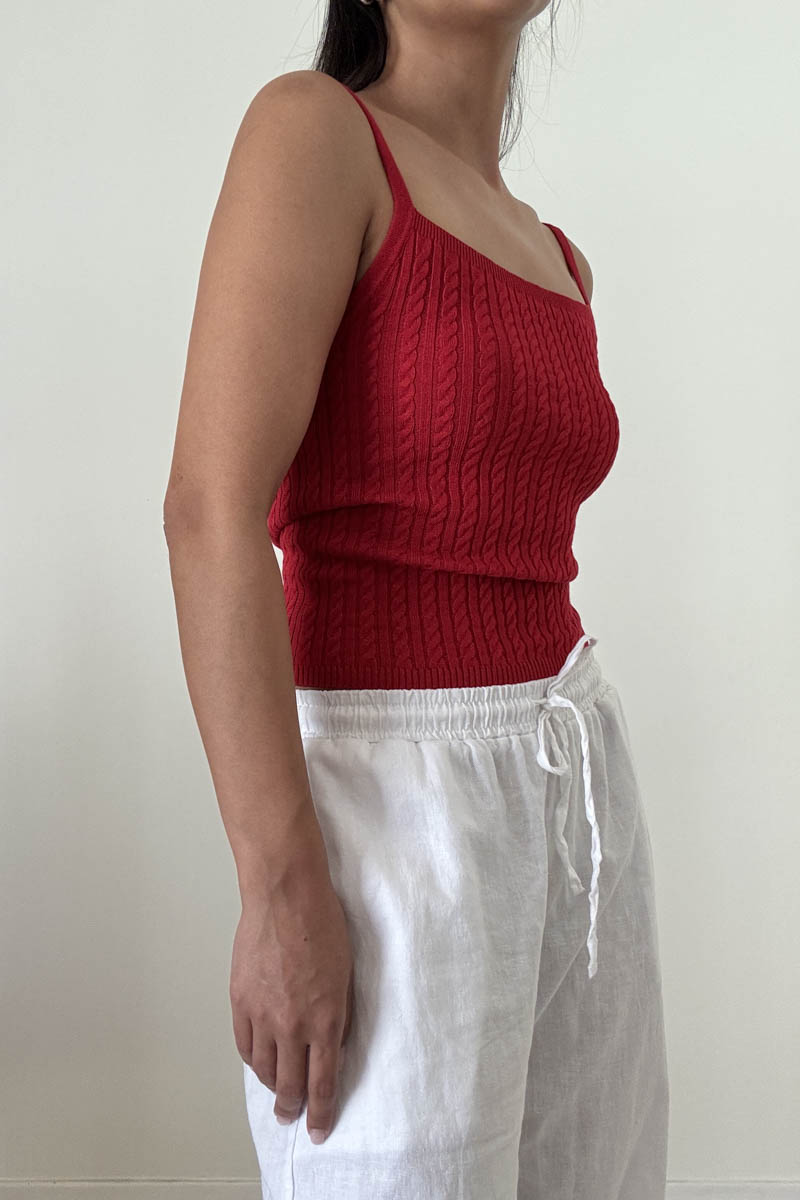 Cable Knit Fitted Spaghetti Strap Tank