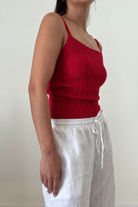 Cable Knit Fitted Spaghetti Strap Tank
