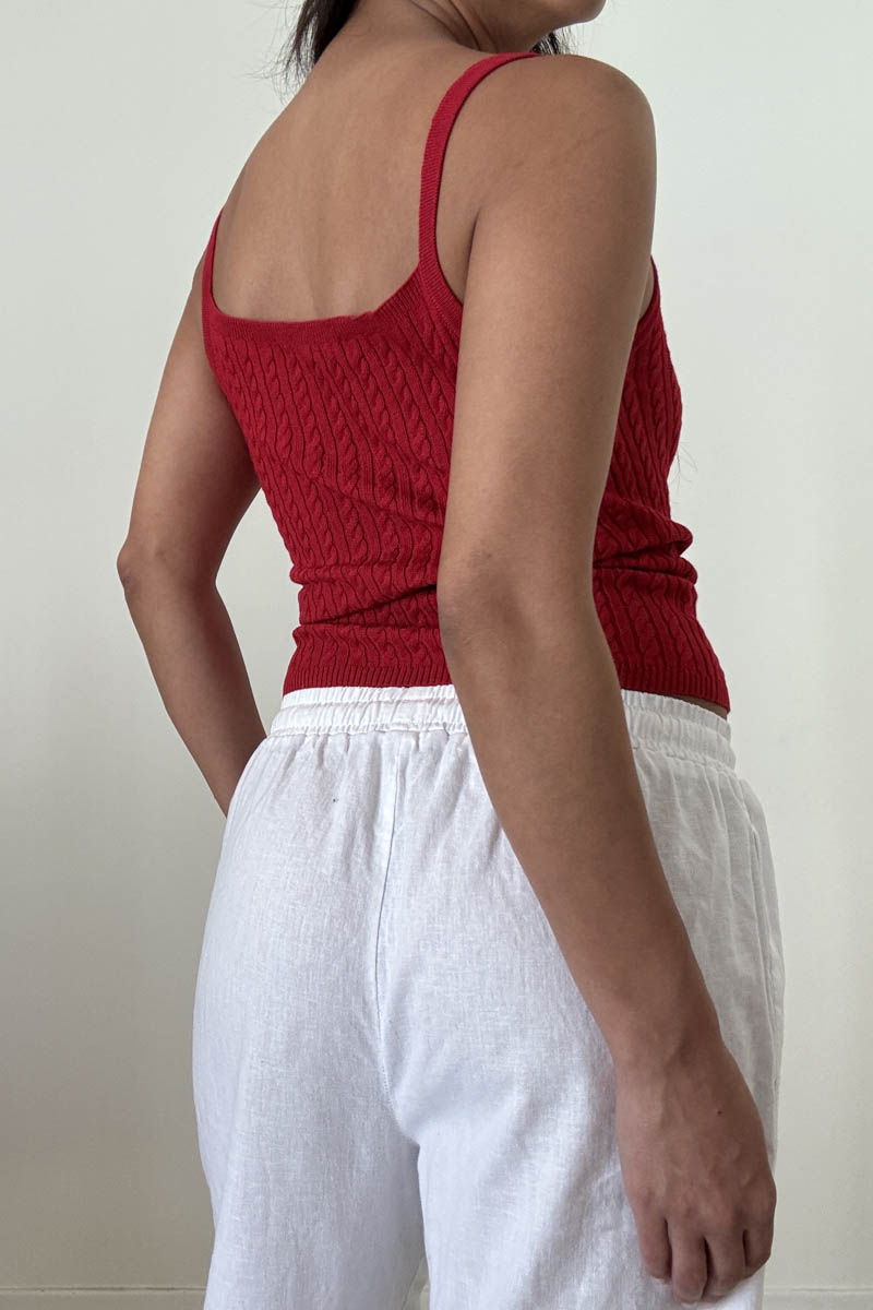 Cable Knit Fitted Spaghetti Strap Tank