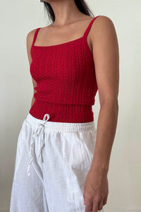 Cable Knit Fitted Spaghetti Strap Tank