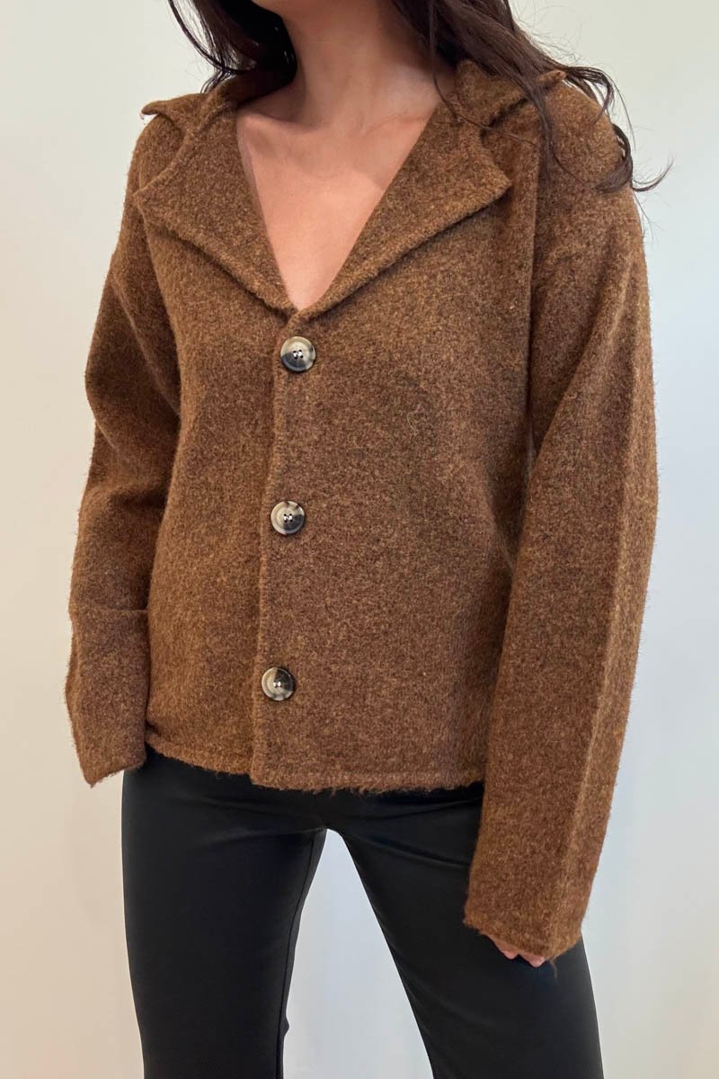 Knitted Lapel Collar Jacket