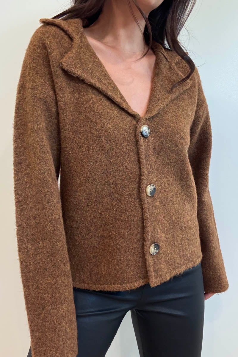 Knitted Lapel Collar Jacket