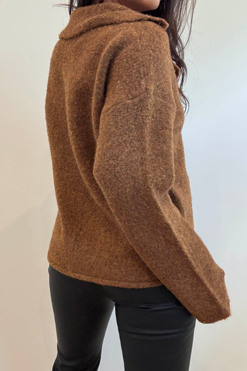 Knitted Lapel Collar Jacket