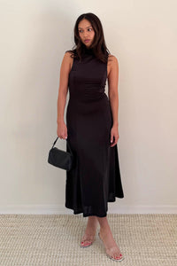 Turtleneck Racerback Flowy Midi Dress
