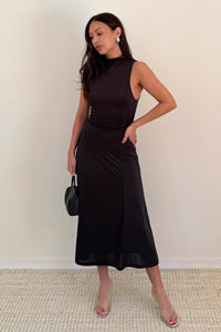 Turtleneck Racerback Flowy Midi Dress