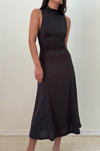 Turtleneck Racerback Flowy Midi Dress