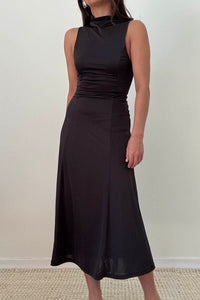 Turtleneck Racerback Flowy Midi Dress