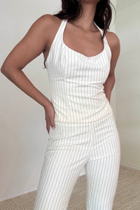 Striped Fitted Halter Neck Top