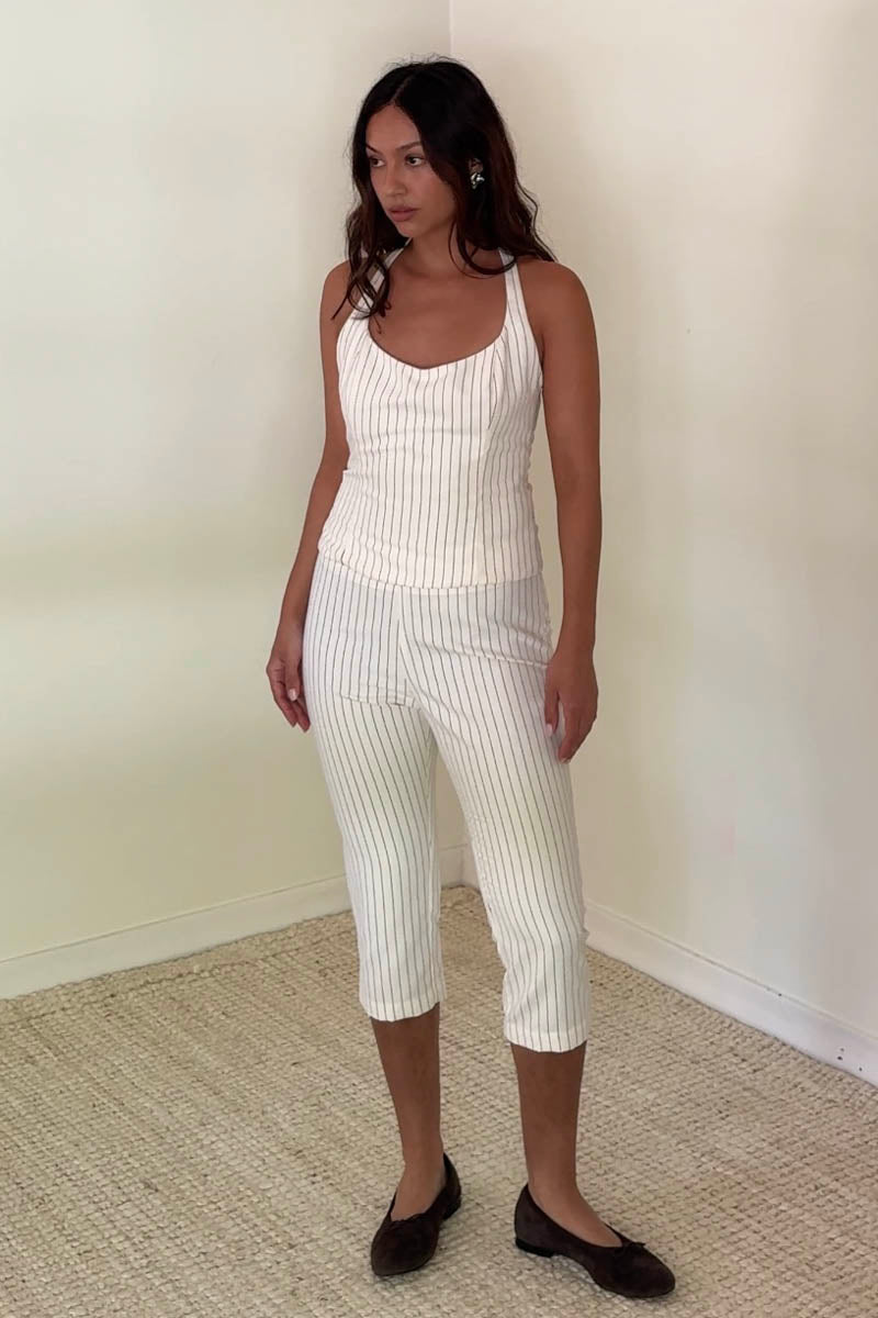 Striped Fitted Halter Neck Top
