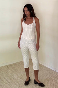 Striped Fitted Halter Neck Top
