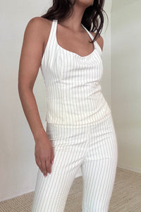 Striped Fitted Halter Neck Top