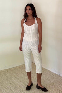 Striped Low Waist Slim Capri Pants