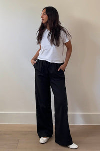Pinstripe Mid Waist Straight Leg Pants