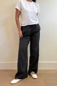 Pinstripe Mid Waist Straight Leg Pants