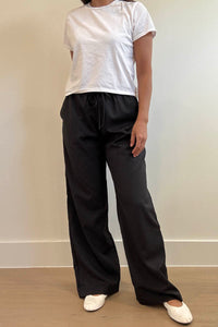 Pinstripe Mid Waist Straight Leg Pants