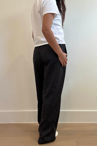Pinstripe Mid Waist Straight Leg Pants