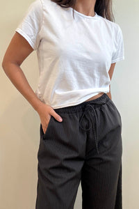 Pinstripe Mid Waist Straight Leg Pants