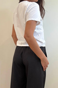Pinstripe Mid Waist Straight Leg Pants
