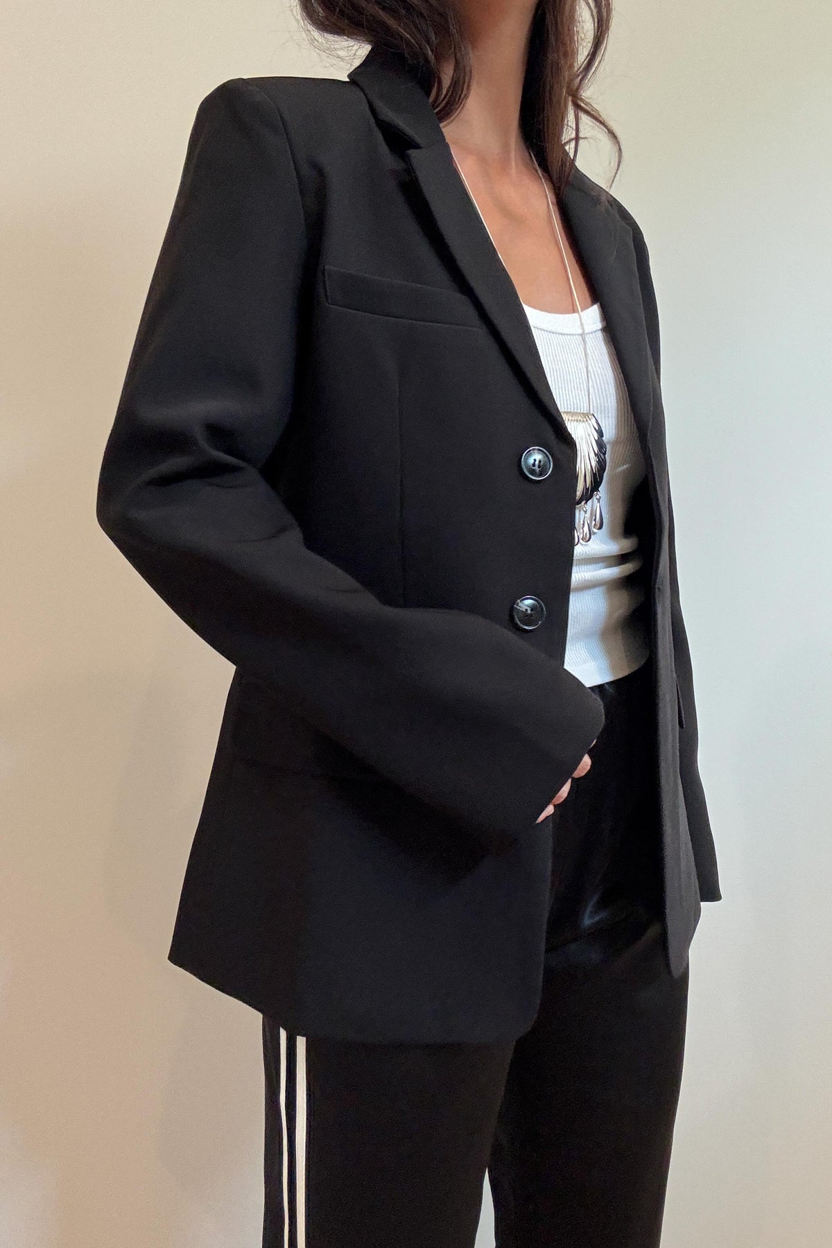 Fitted Waist Woven Blazer