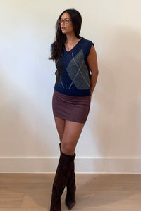 Argyle Knit Sweater Vest Top