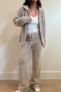 Bouclé Knit Slim Flared Leg Pants