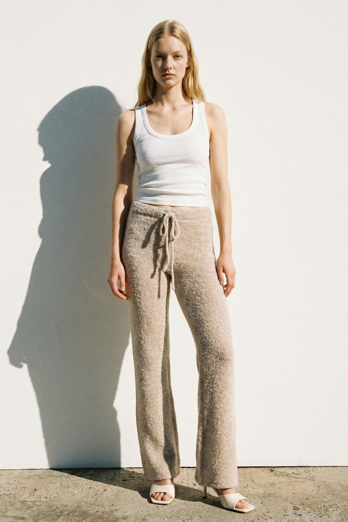 Bouclé Knit Slim Flared Leg Pants