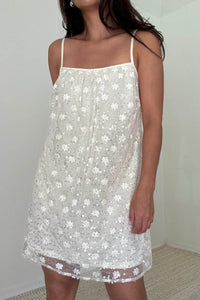 Sequin Floral Lace Spaghetti Strap Mini Dress