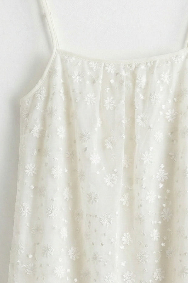 Sequin Floral Lace Spaghetti Strap Mini Dress