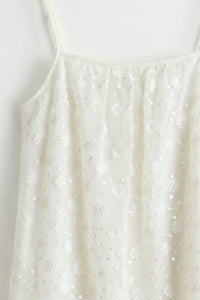 Sequin Floral Lace Spaghetti Strap Mini Dress