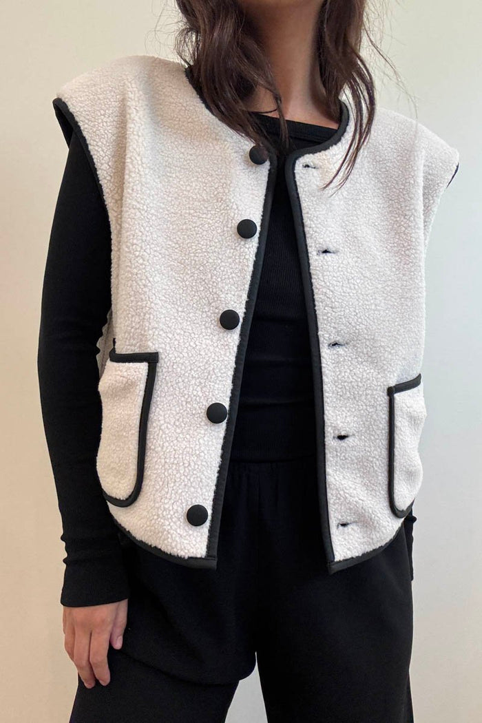 Reversible Teddy Sherpa Button Front Vest