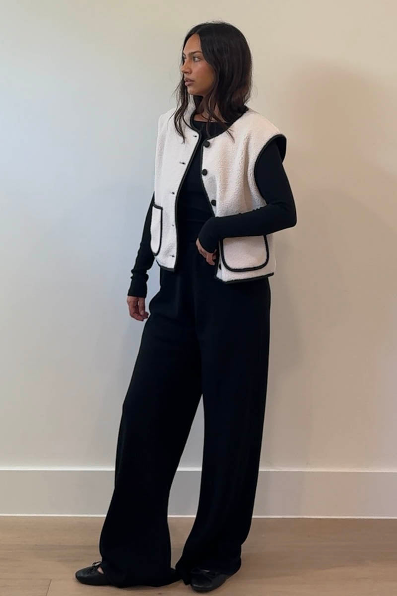 Reversible Teddy Sherpa Button Front Vest