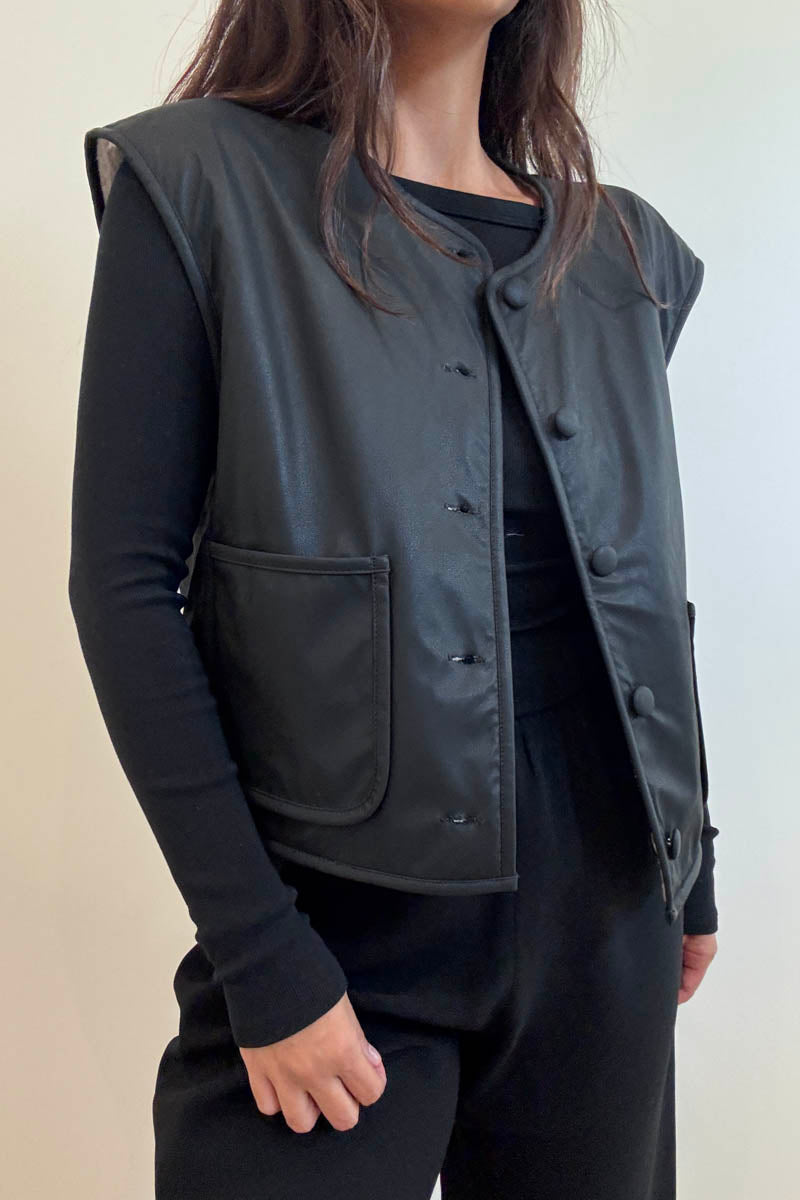 Reversible Teddy Sherpa Button Front Vest