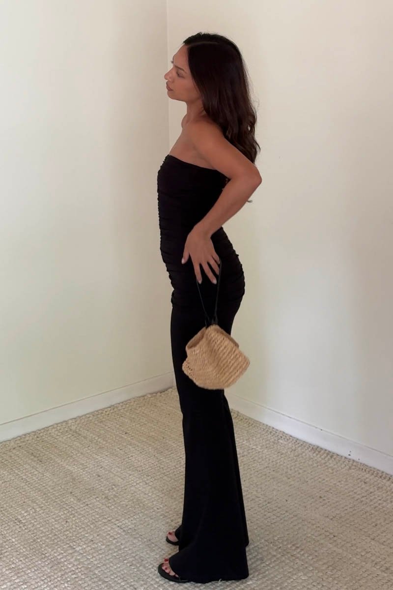 2 Piece Ruched Detail Tube Top Flare Pants Sets