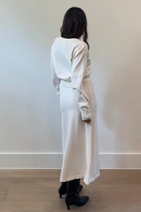 Knit Wrap Cardigan Flared Midi Skirt Set