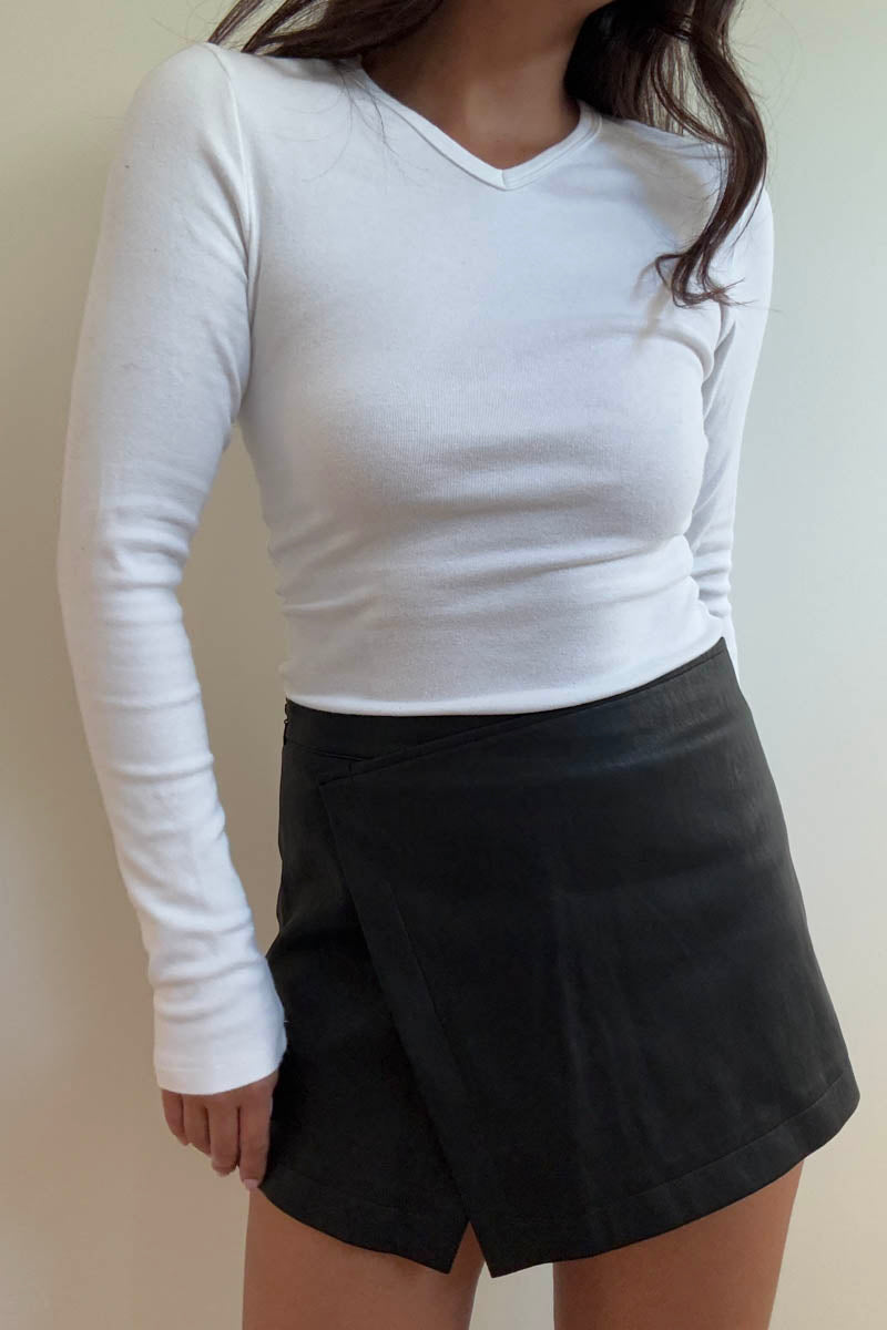 Faux Leather Wrap Mini Skirt