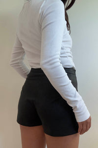 Faux Leather Wrap Mini Skirt
