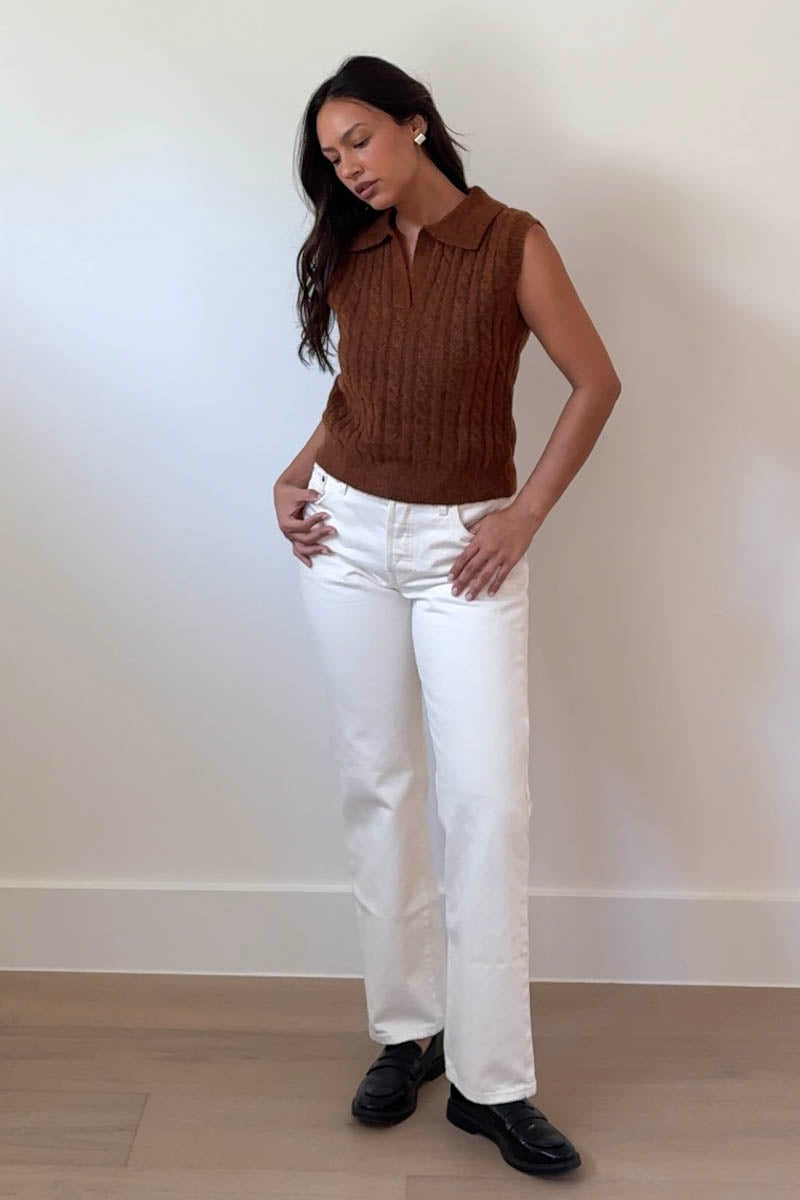 Cable Knit Polo Vest