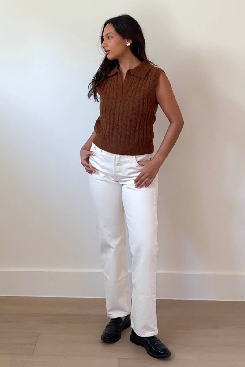 Cable Knit Polo Vest