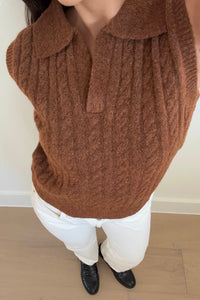 Cable Knit Polo Vest