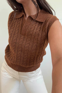 Cable Knit Polo Vest