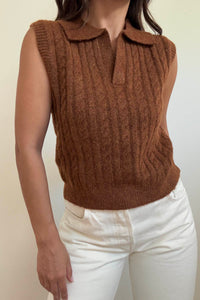Cable Knit Polo Vest
