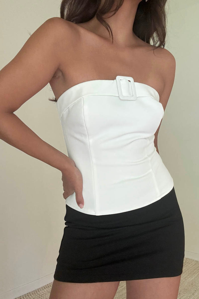 Buckle Detail Strapless Tube Top